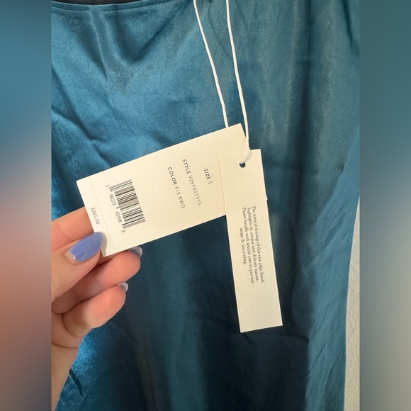 NEW Vince Satin Slip Midi Dress Lake Blue Size Small Metallic NWT - Picture 6 of 8